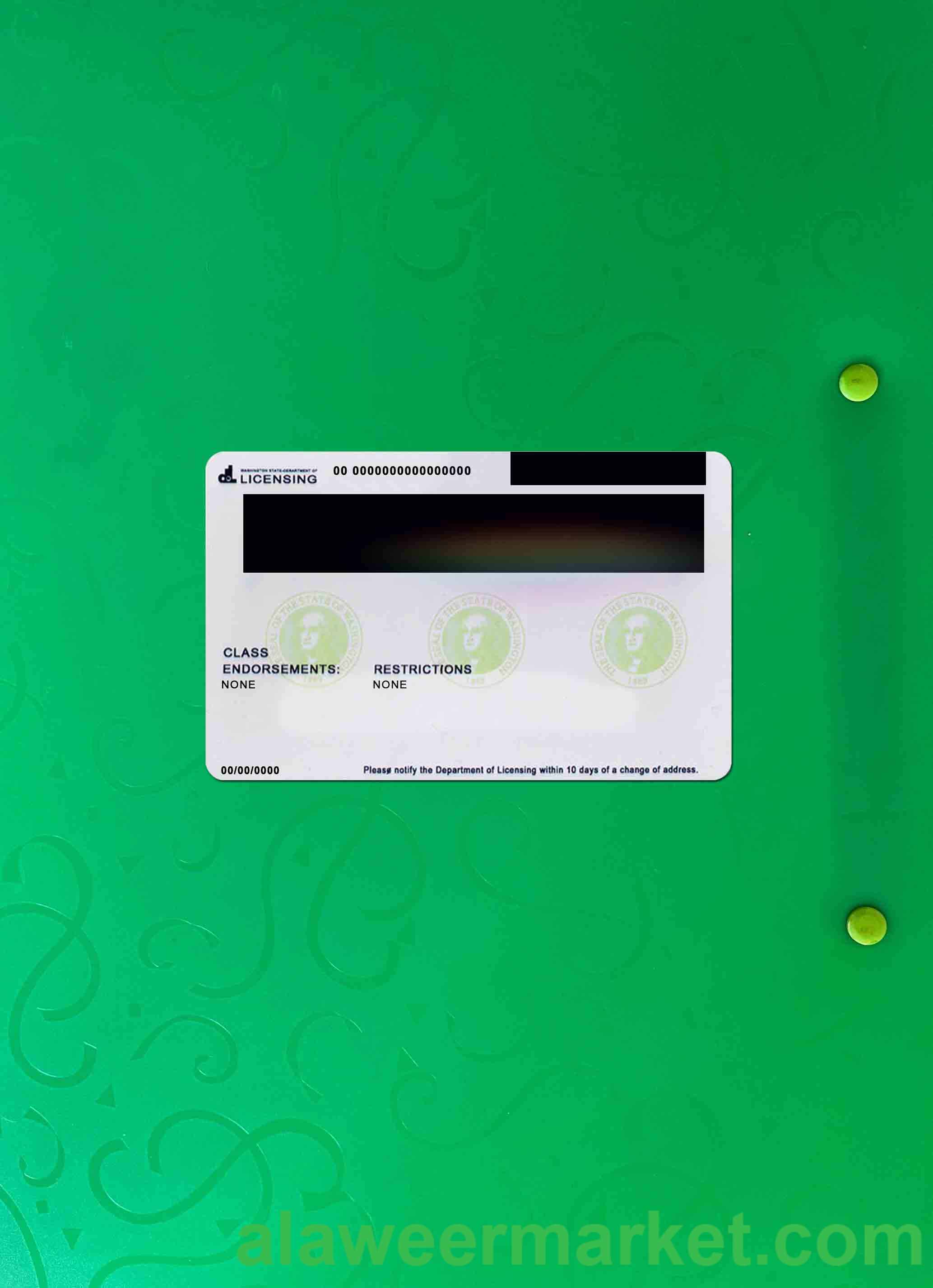 USA Washington driving license template in PSD format (2018 – present) photolook BACK